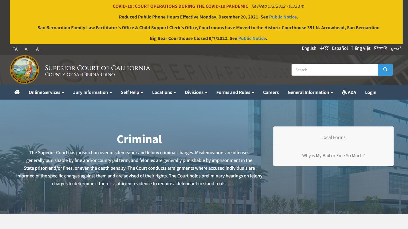 Criminal General Information | Superior Court of California